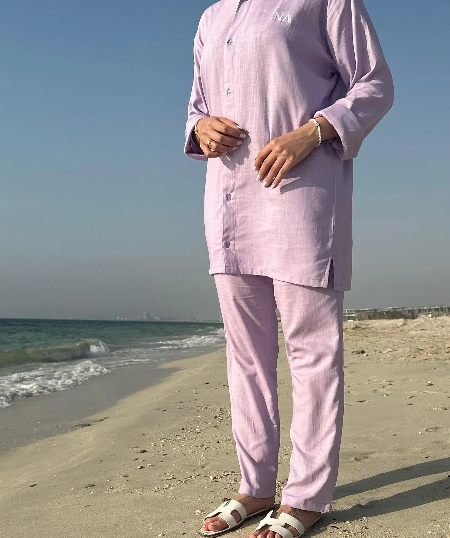 100% Linen Summer shirt pink custom