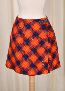 1960s Vintage Red Plaid Kilt Mini Skirt