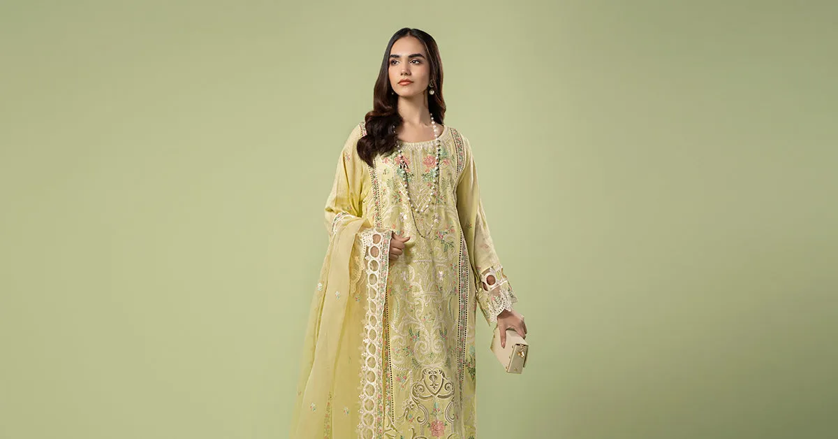 3 Piece Embroidered Lawn Suit | DW-EF24-18