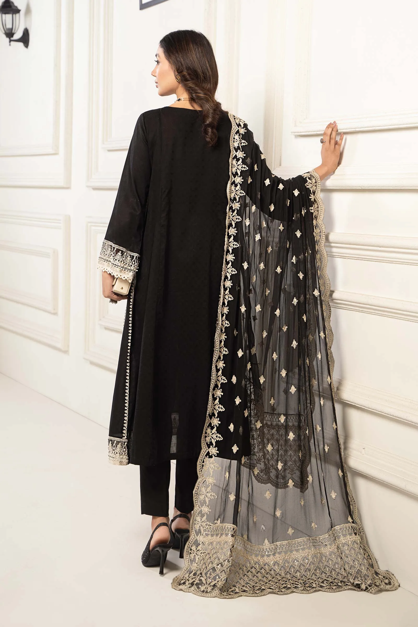 3 Piece Embroidered Self Jacquard Suit | DW-EF24-117