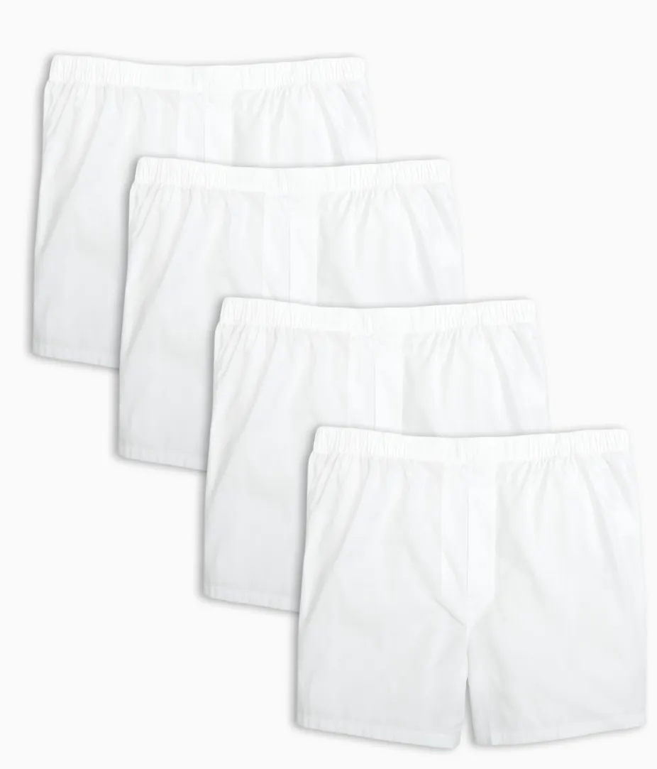 4-Pack White 100% Cotton Men's Pinpoint Boxer (BB101)