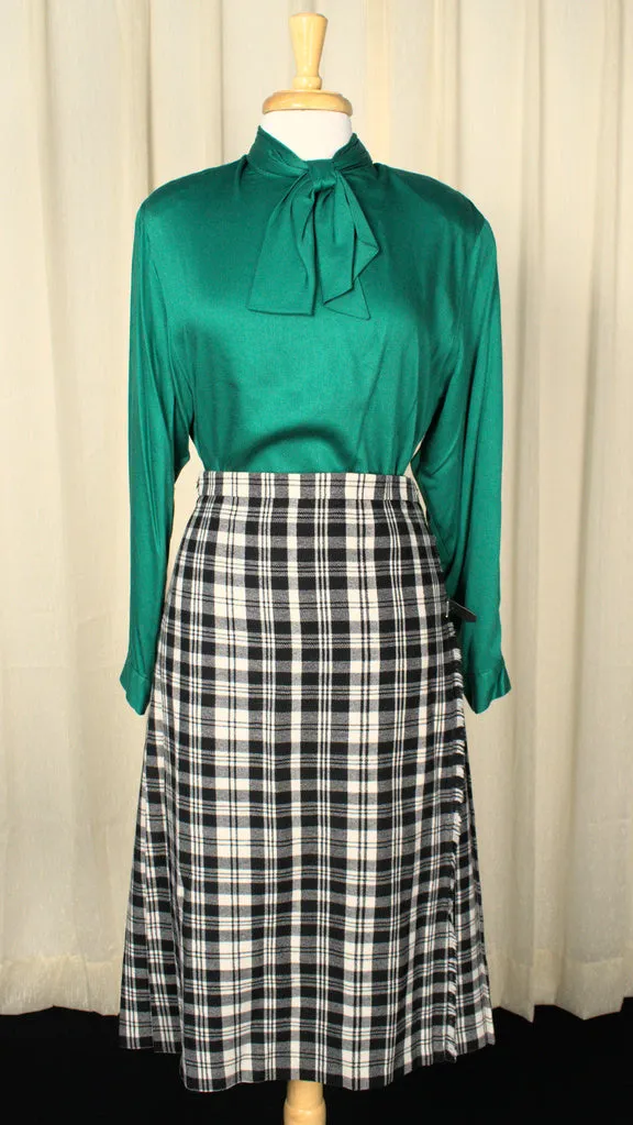 80s does 1950s B & W Kilt Skirt