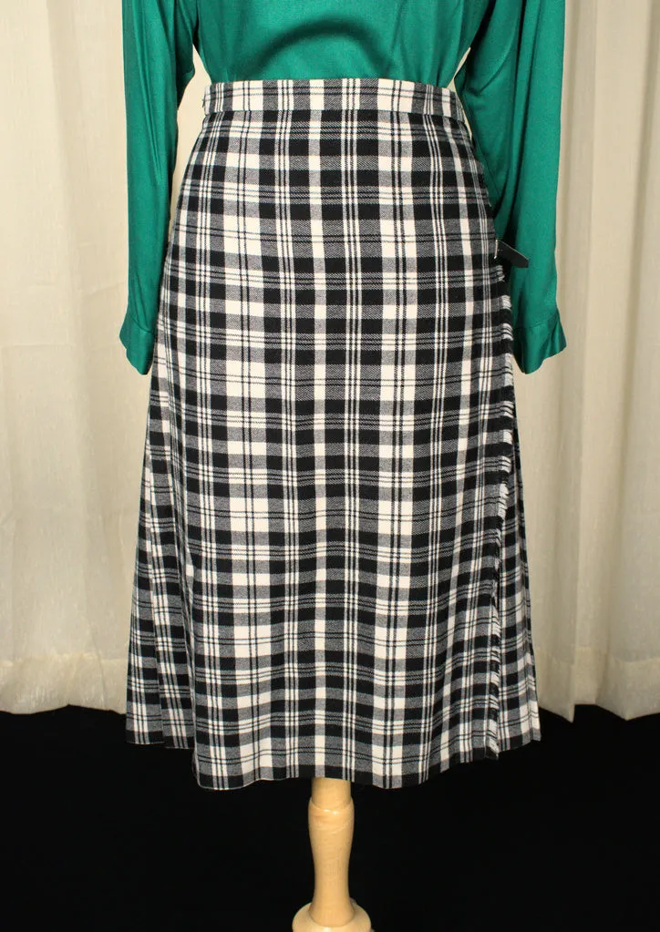 80s does 1950s B & W Kilt Skirt