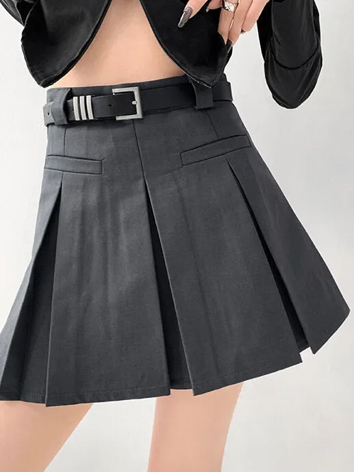 Academia aesthetic belt skirt