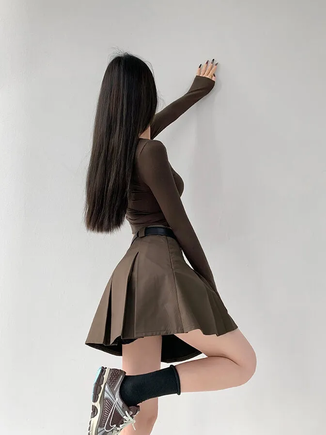 Academia aesthetic belt skirt