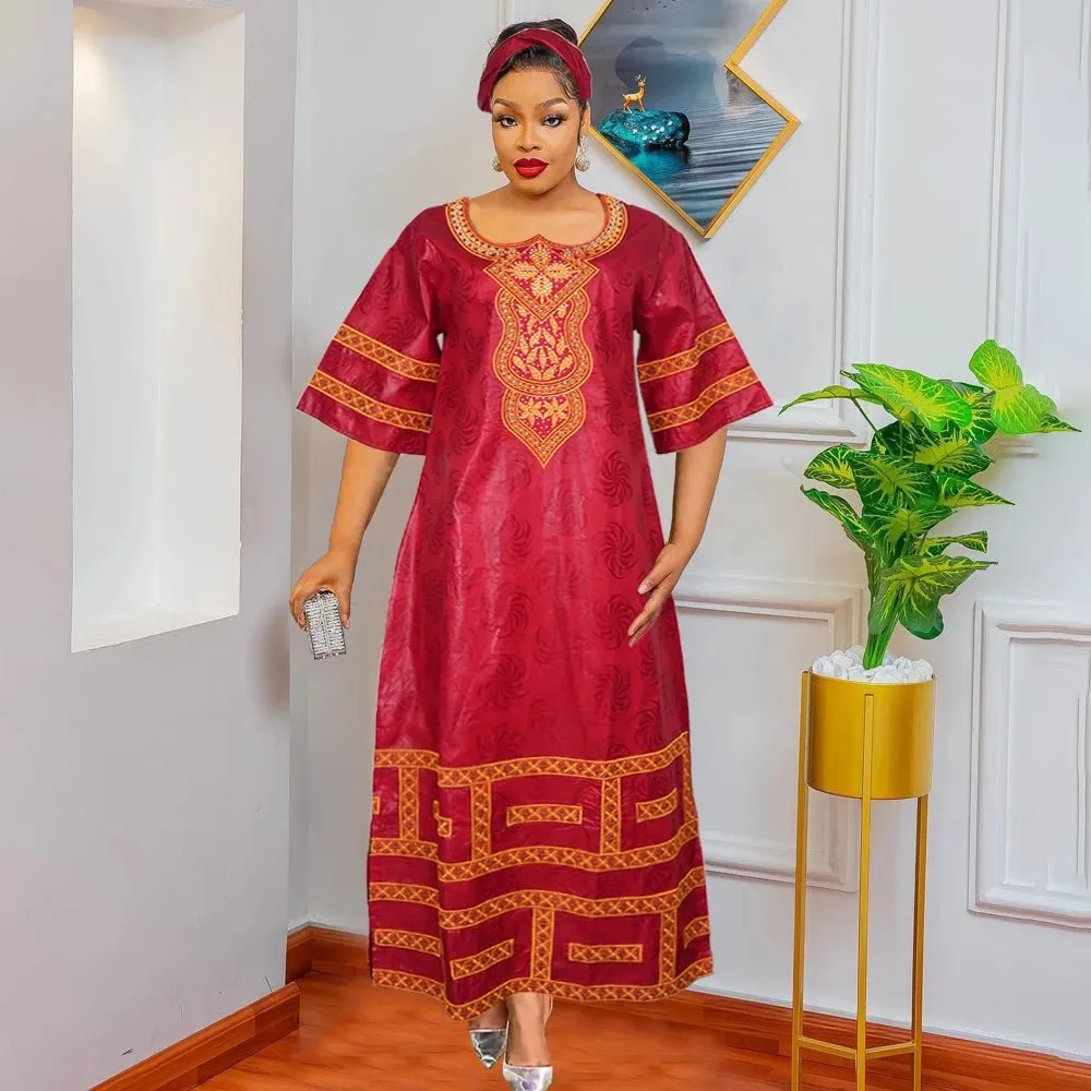 African Dresses for Women: Dashiki, Traditional Bazin Embroidery Gowns for Wedding & Evening Parties