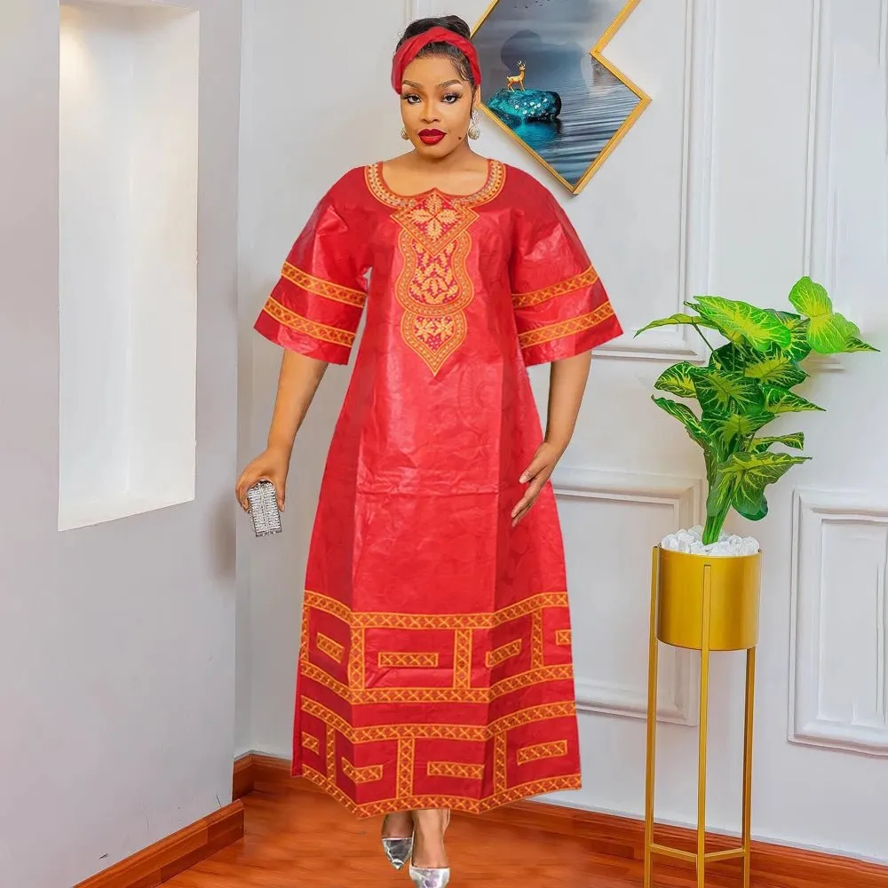 African Dresses for Women: Dashiki, Traditional Bazin Embroidery Gowns for Wedding & Evening Parties