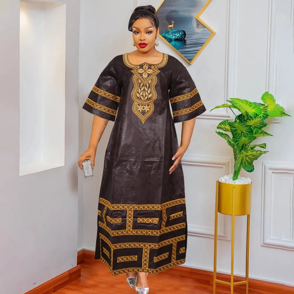 African Dresses for Women: Dashiki, Traditional Bazin Embroidery Gowns for Wedding & Evening Parties