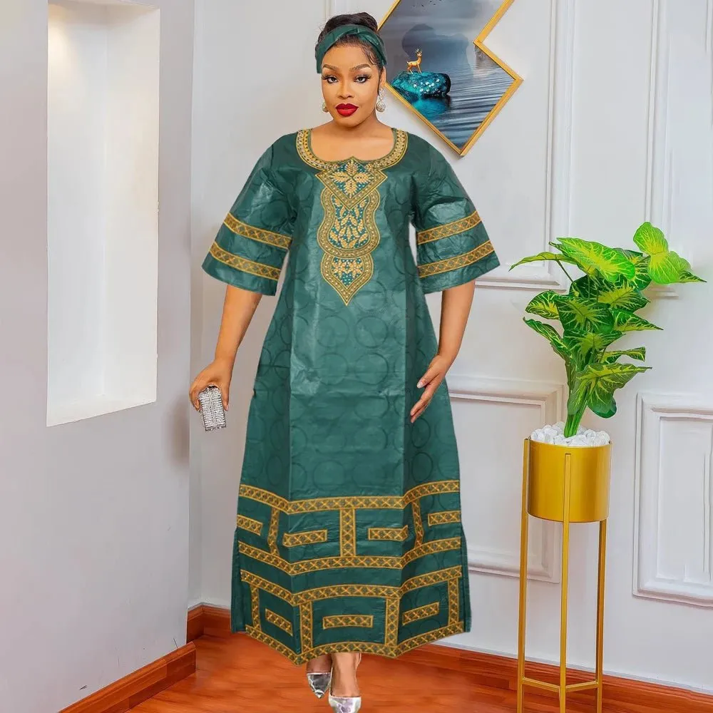 African Dresses for Women: Dashiki, Traditional Bazin Embroidery Gowns for Wedding & Evening Parties