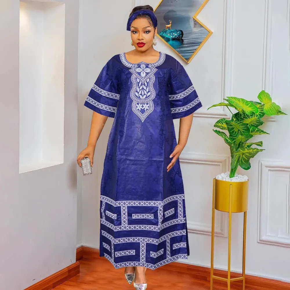 African Dresses for Women: Dashiki, Traditional Bazin Embroidery Gowns for Wedding & Evening Parties