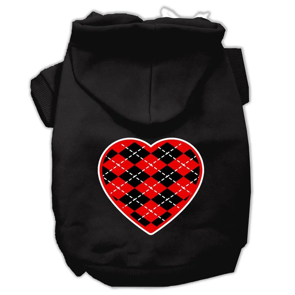 Argyle Heart Red Screen Print Pet Hoodies Black Size Lg (14)