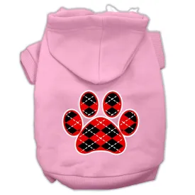 Argyle Paw Red Screen Print Pet Hoodies Light Pink Size Sm (10)