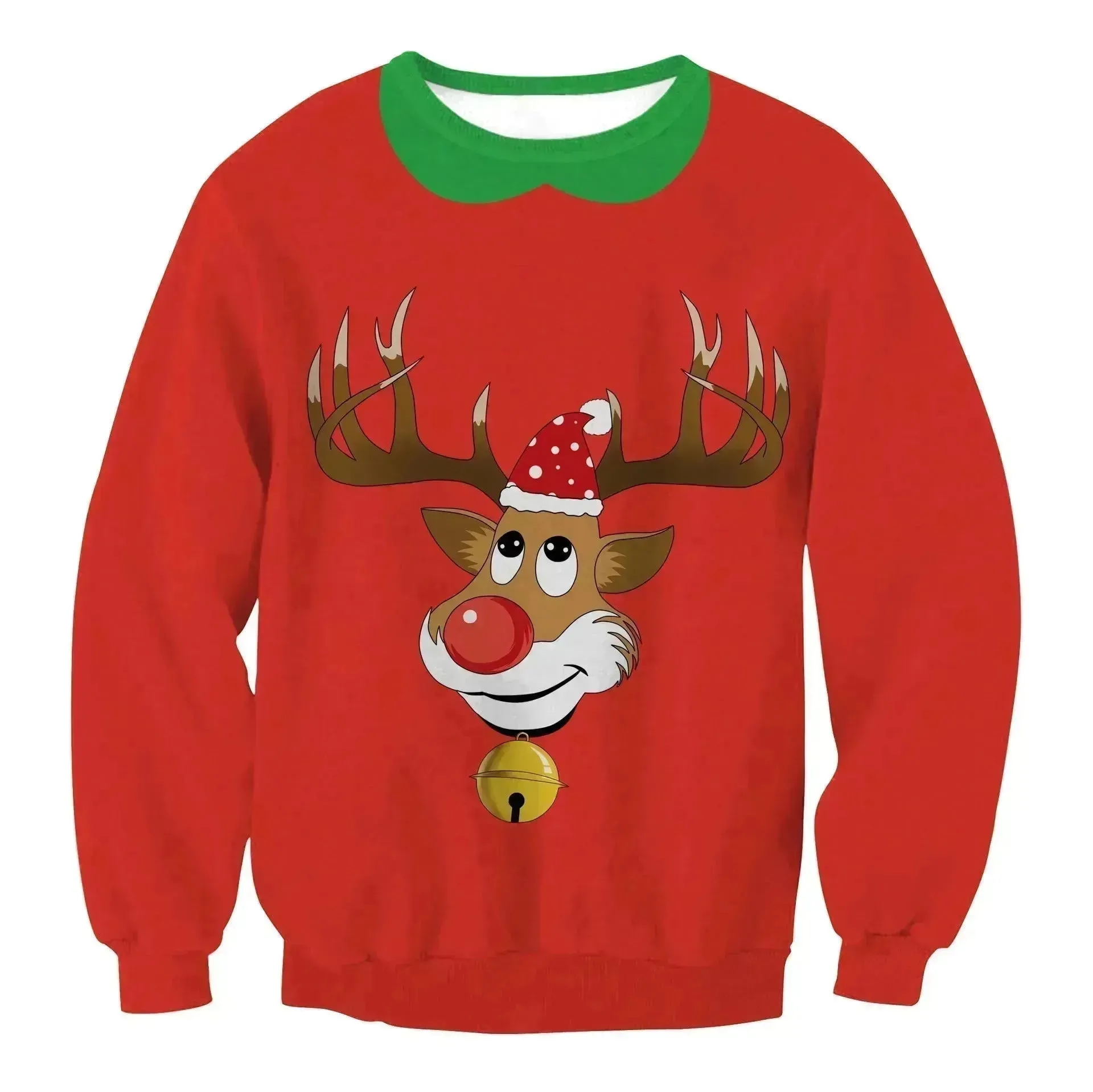 Autumn Winter Fashion Ugly Christmas Sweater Santa Elf Funny Pullover Womens Mens Print Sweaters Tops Clothing