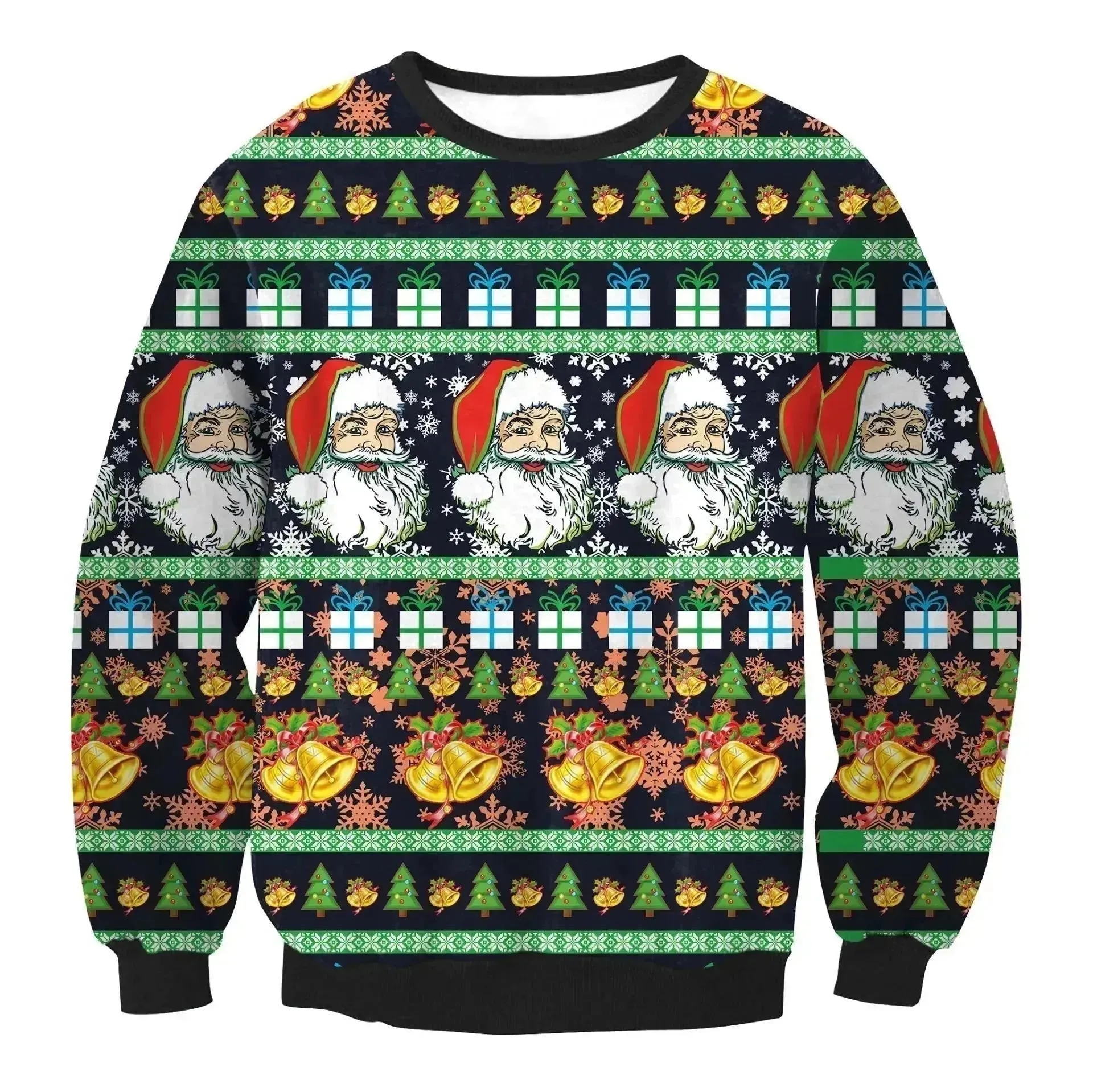 Autumn Winter Fashion Ugly Christmas Sweater Santa Elf Funny Pullover Womens Mens Print Sweaters Tops Clothing