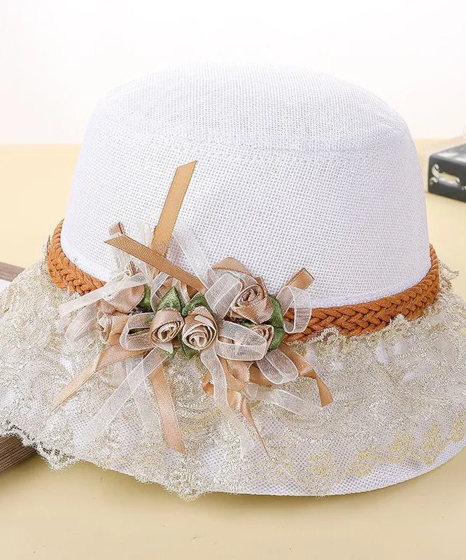 Beautiful Pink Lace Patchwork Floral Linen Floppy Sun Hat LY518