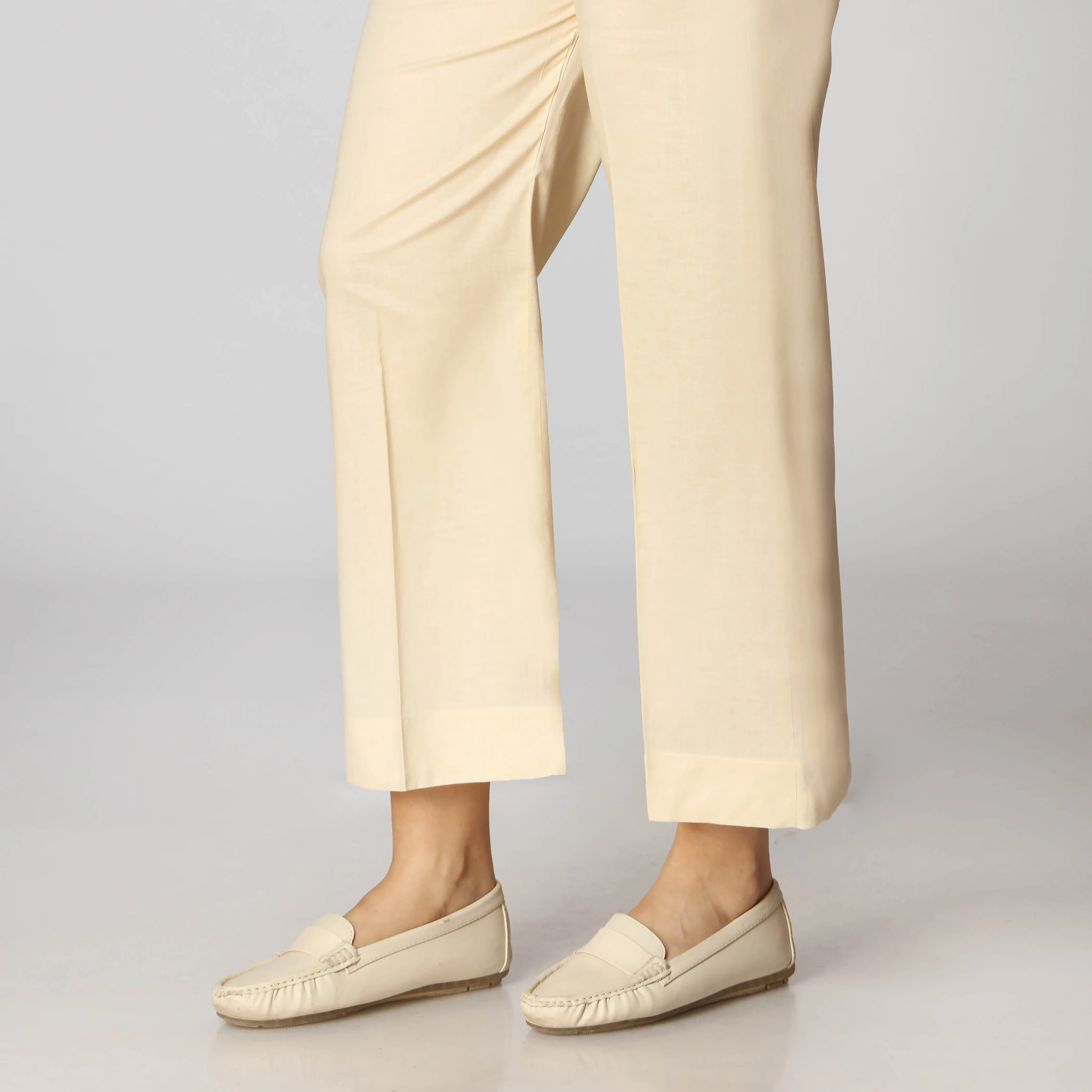 Beige Cambric Straight Fit Trousers PS3510