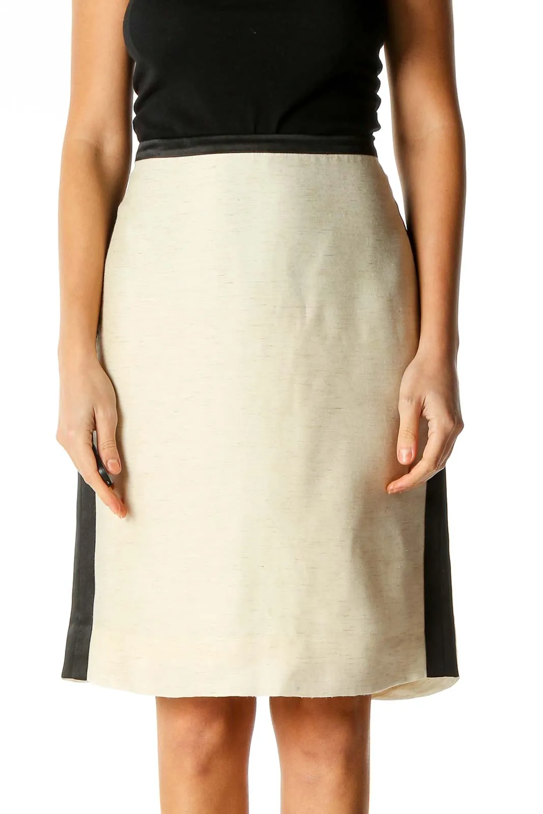 Beige Colorblock Semiformal A-Line Skirt