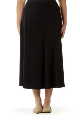 Black A-Line Midi Skirt