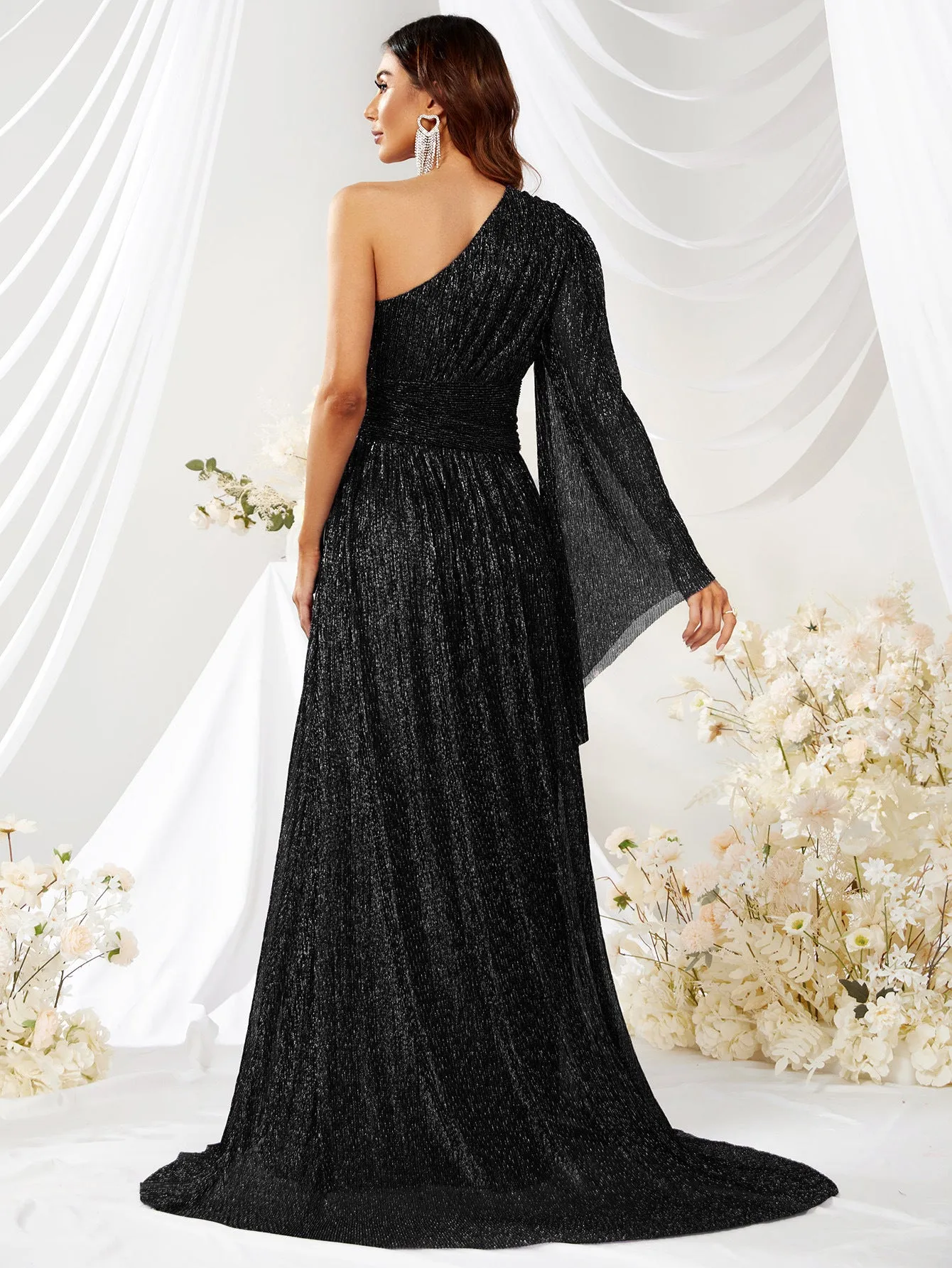 Black One Shoulder Maxi Dress