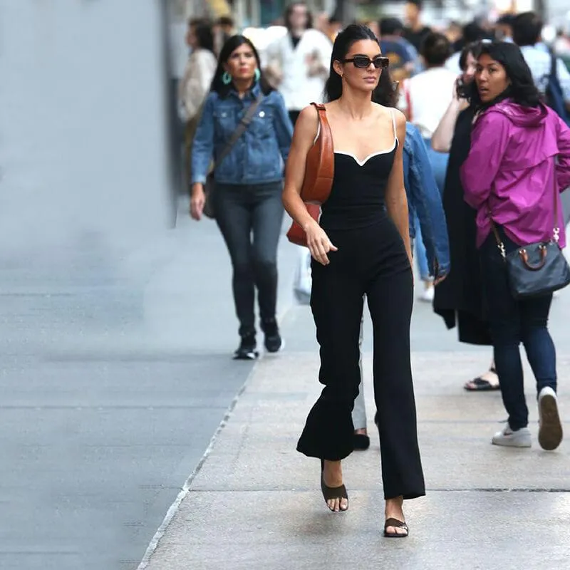 Black Spaghetti Strap Wide Leg Jumpsuits