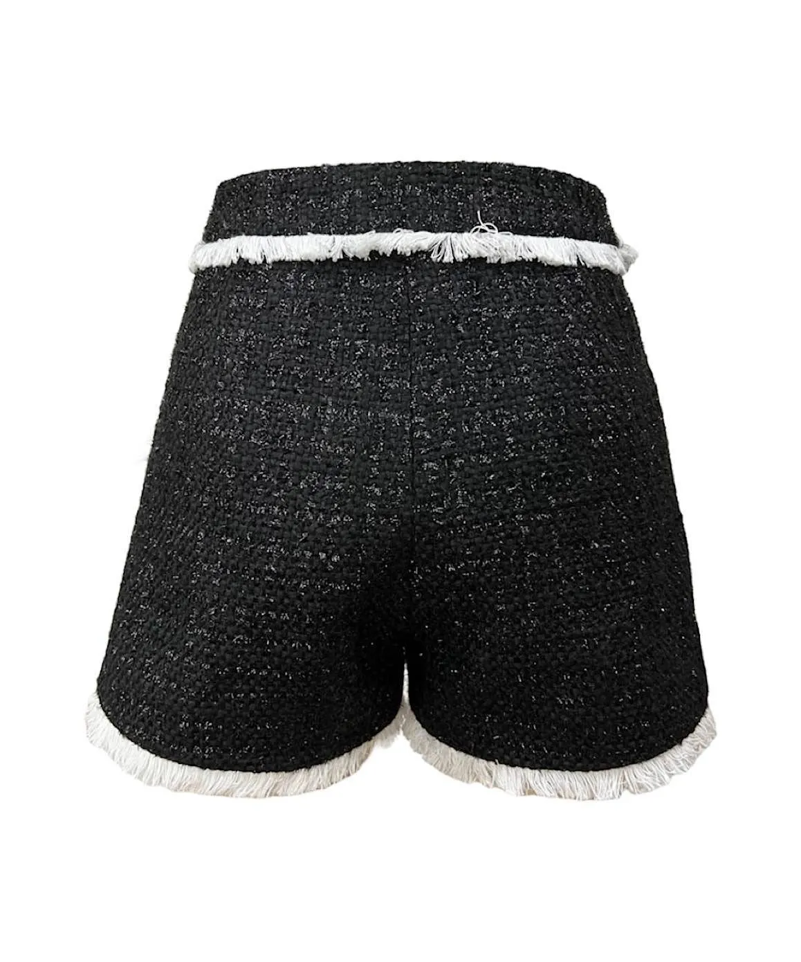 Black Tweed Raw Edged Shorts