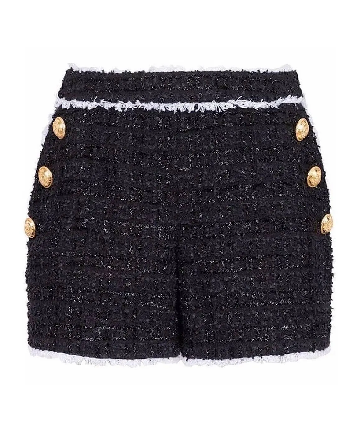 Black Tweed Raw Edged Shorts