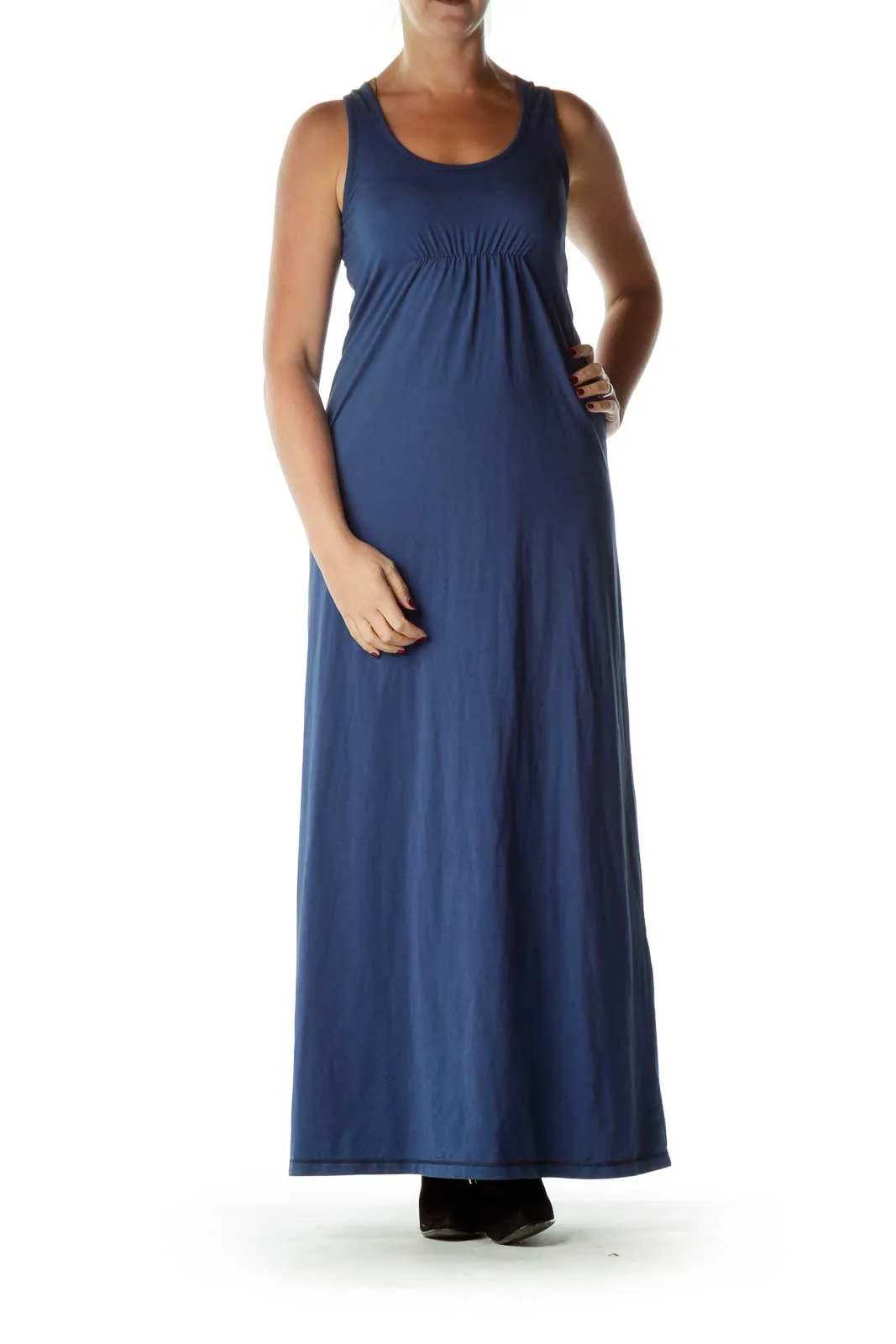 Blue Striped Racerback Maxi Dress