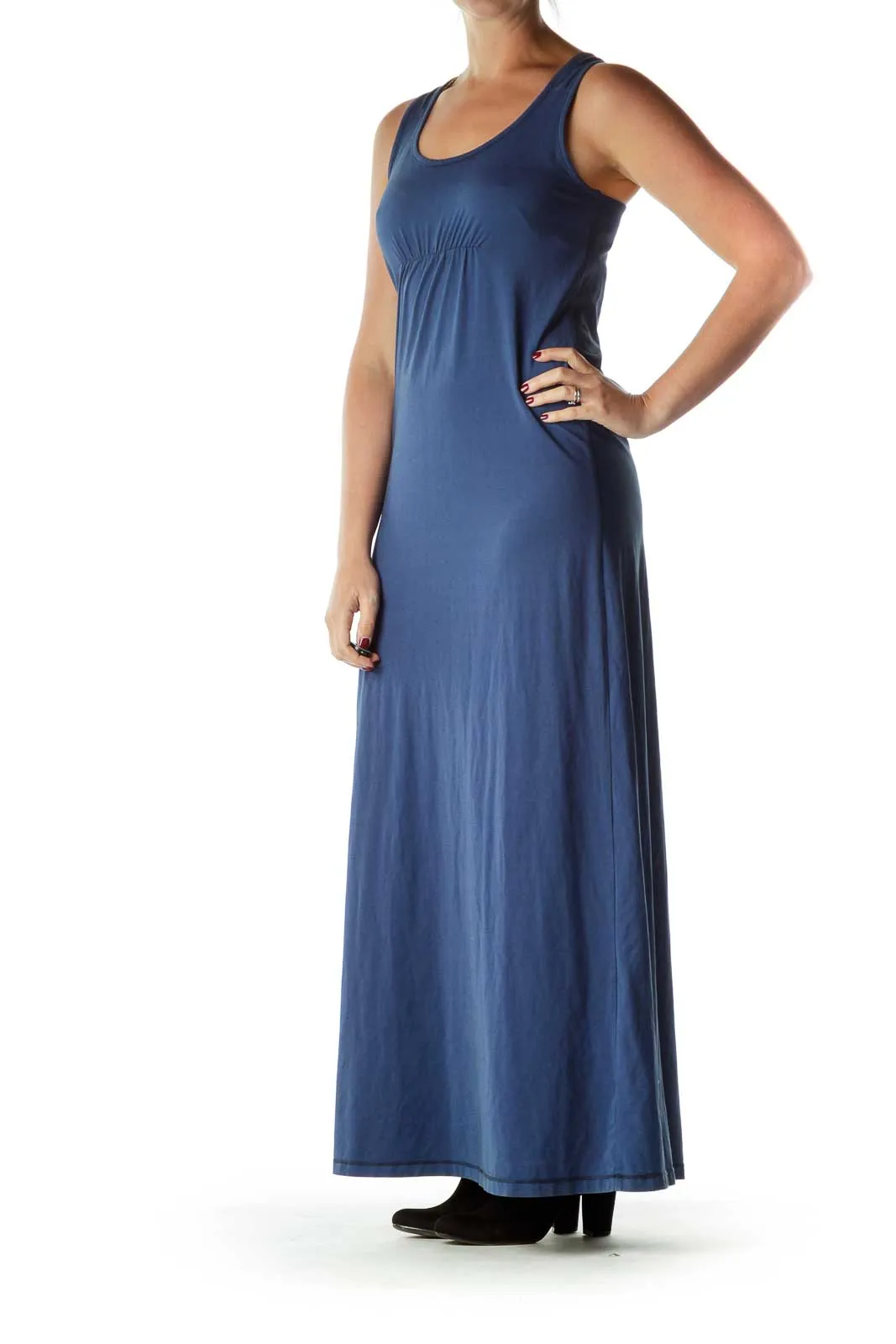 Blue Striped Racerback Maxi Dress