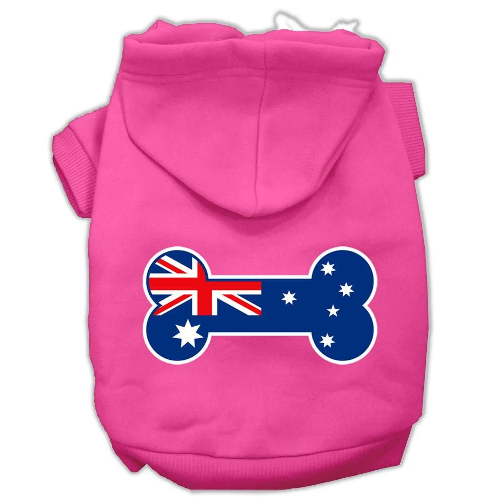 Bone Shaped Australian Flag Screen Print Pet Hoodies Bright Pink Size XXL (18)