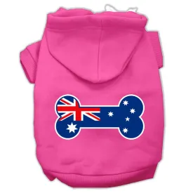 Bone Shaped Australian Flag Screen Print Pet Hoodies Bright Pink Size XXL (18)