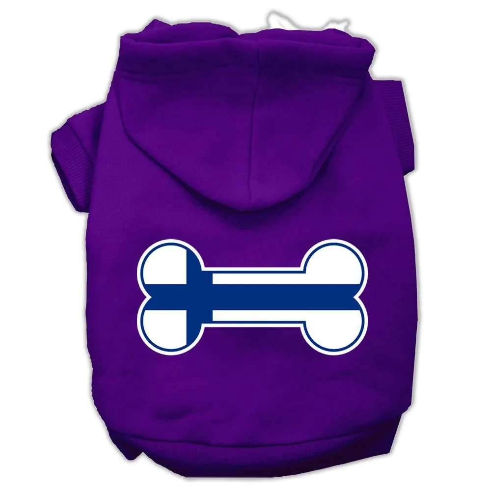 Bone Shaped Finland Flag Screen Print Pet Hoodies Purple M (12)