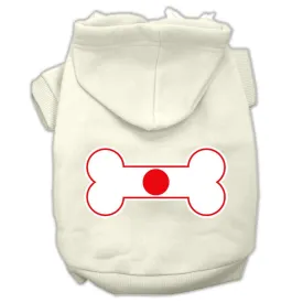 Bone Shaped Japan Flag Screen Print Pet Hoodies Cream Size L (14)