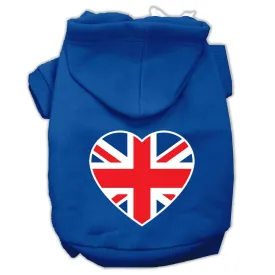 British Flag Heart Screen Print Pet Hoodies Blue Size Sm (10)