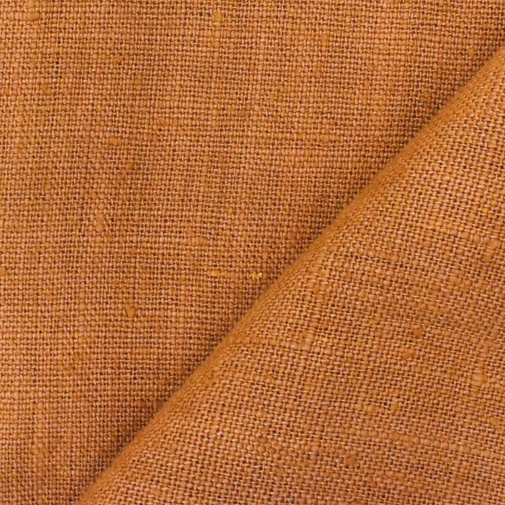 Brown Famous Designer Washed Linen Slub Woven Fabric