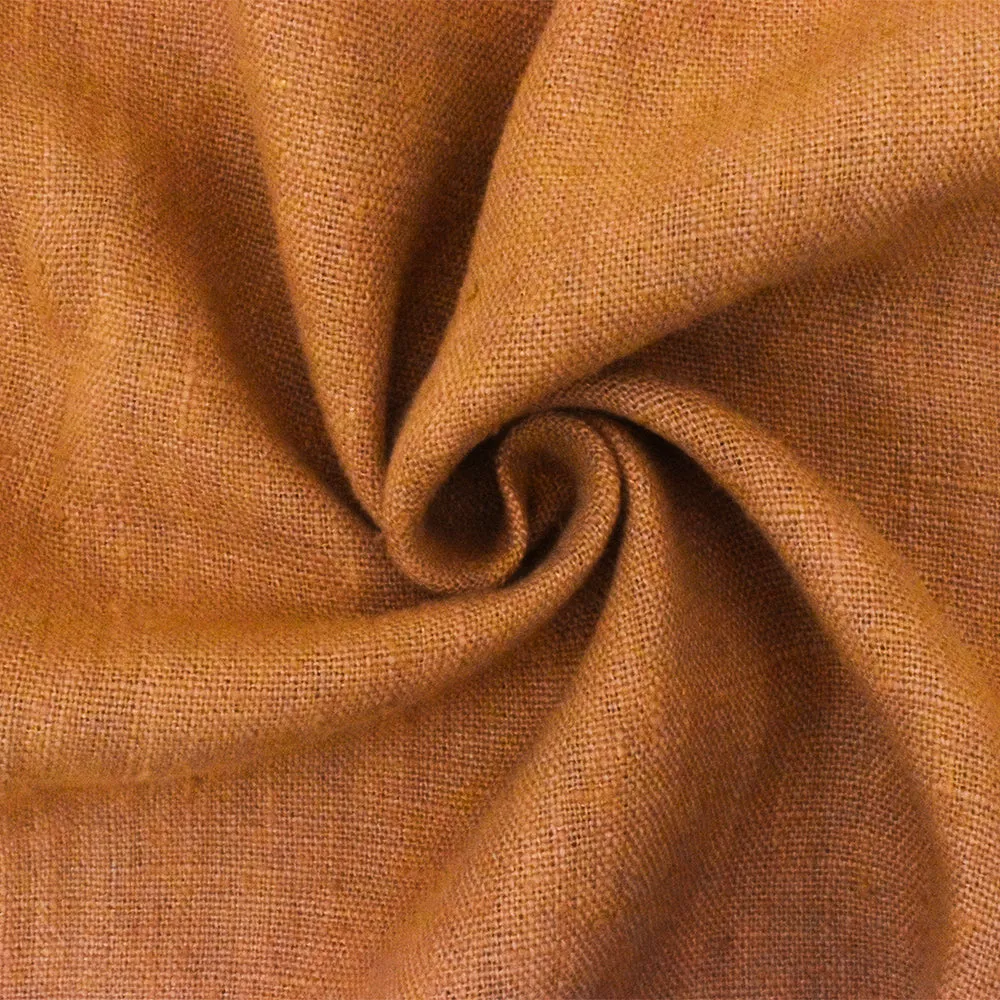 Brown Famous Designer Washed Linen Slub Woven Fabric