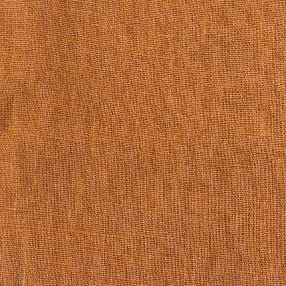 Brown Famous Designer Washed Linen Slub Woven Fabric