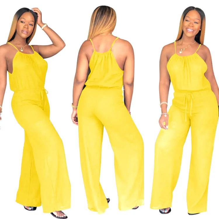 Candy Color Wide Leg Plus Size Formal Jumpsuit