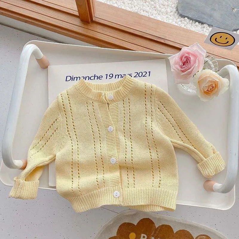 Candy Kids Baby Girls Full Sleeve Solid Knitted Sweaters