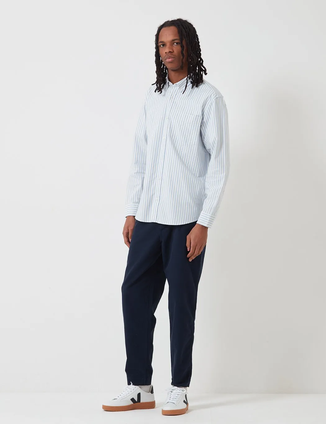 Carhartt-WIP Simon Shirt (Stripe) - Bleach Blue