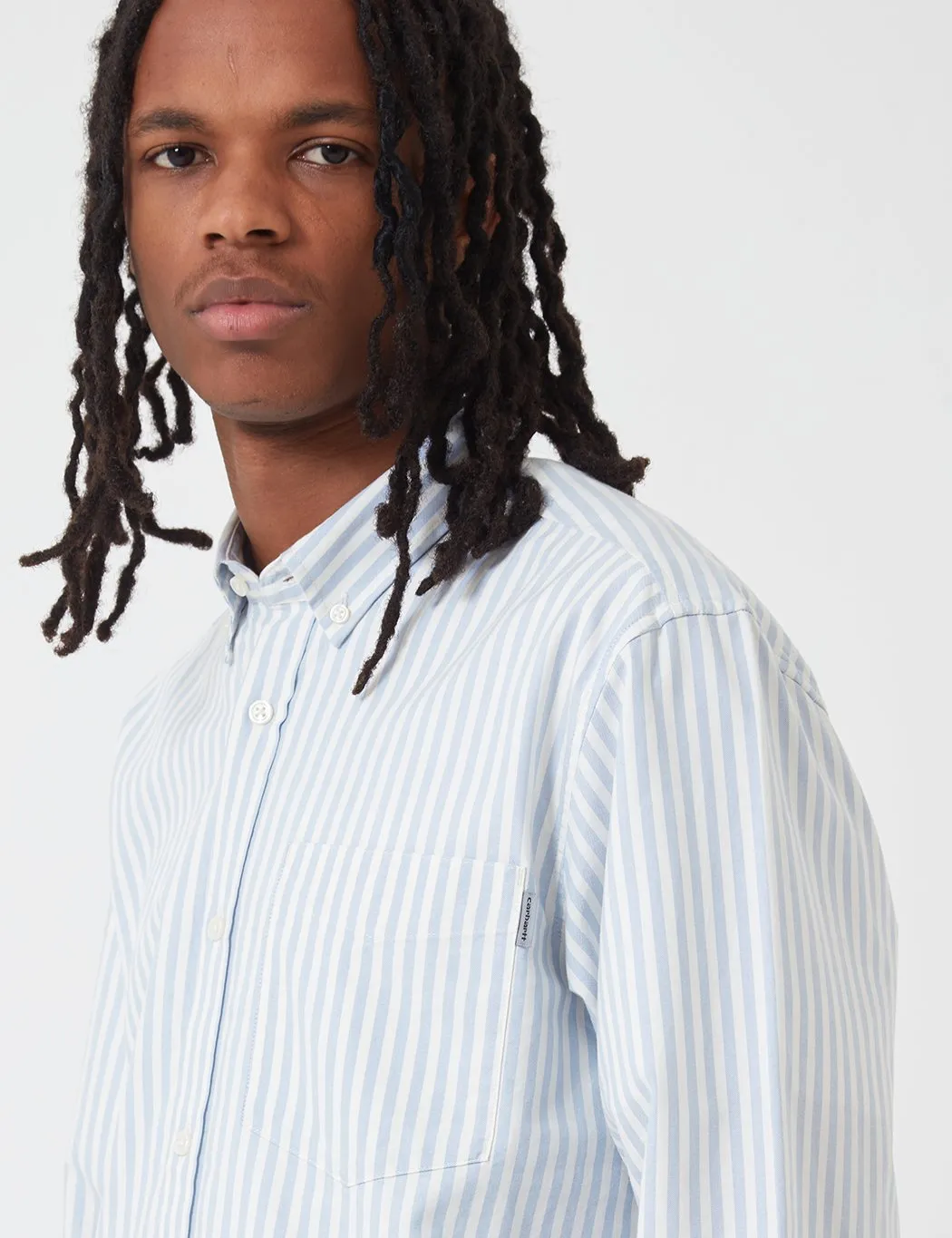 Carhartt-WIP Simon Shirt (Stripe) - Bleach Blue