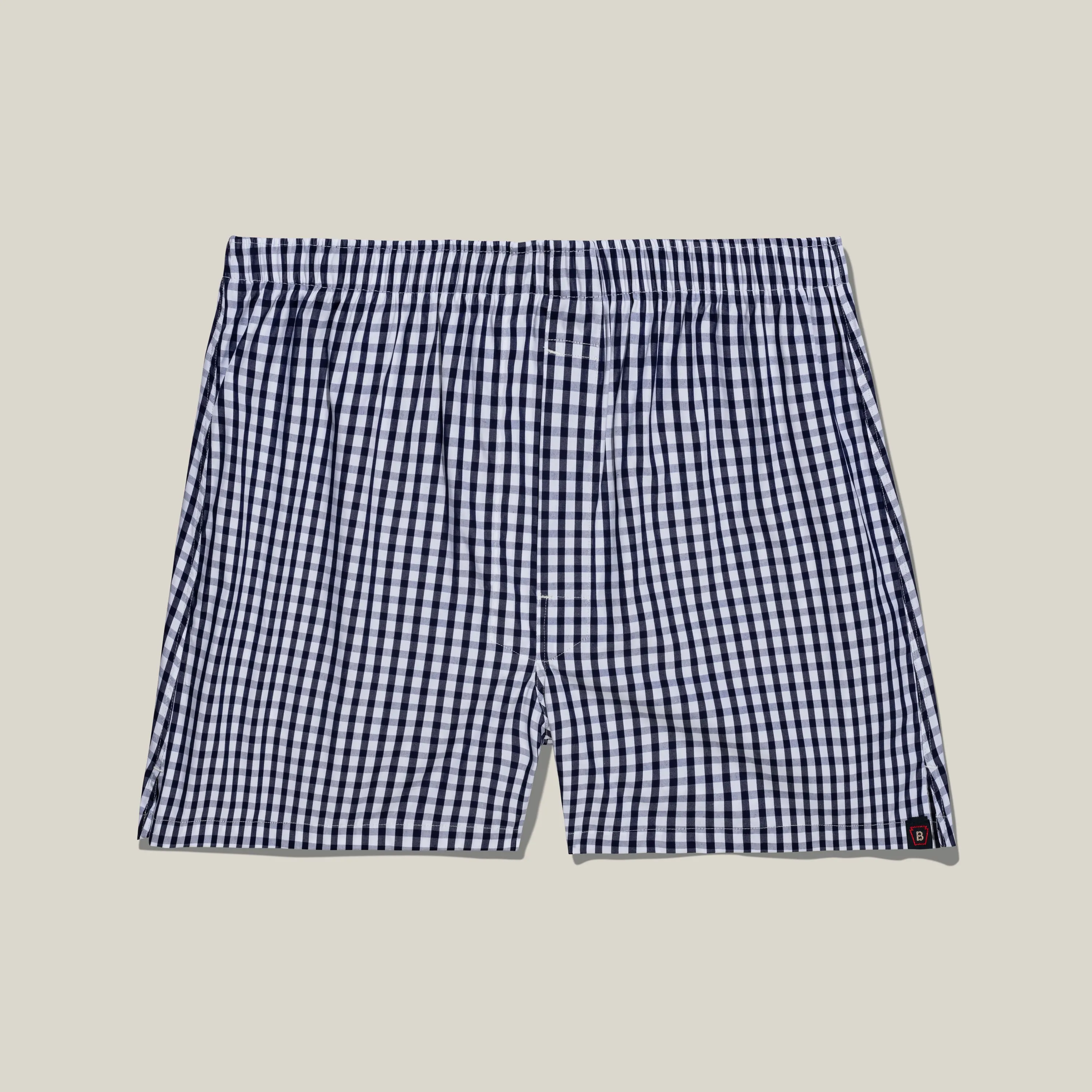 Classic Fit Boxer Navy & White Plaid