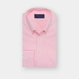 Classic Fit Plain Pink Oxford Cotton Shirt with Button Down Collar & Two Button Cuff