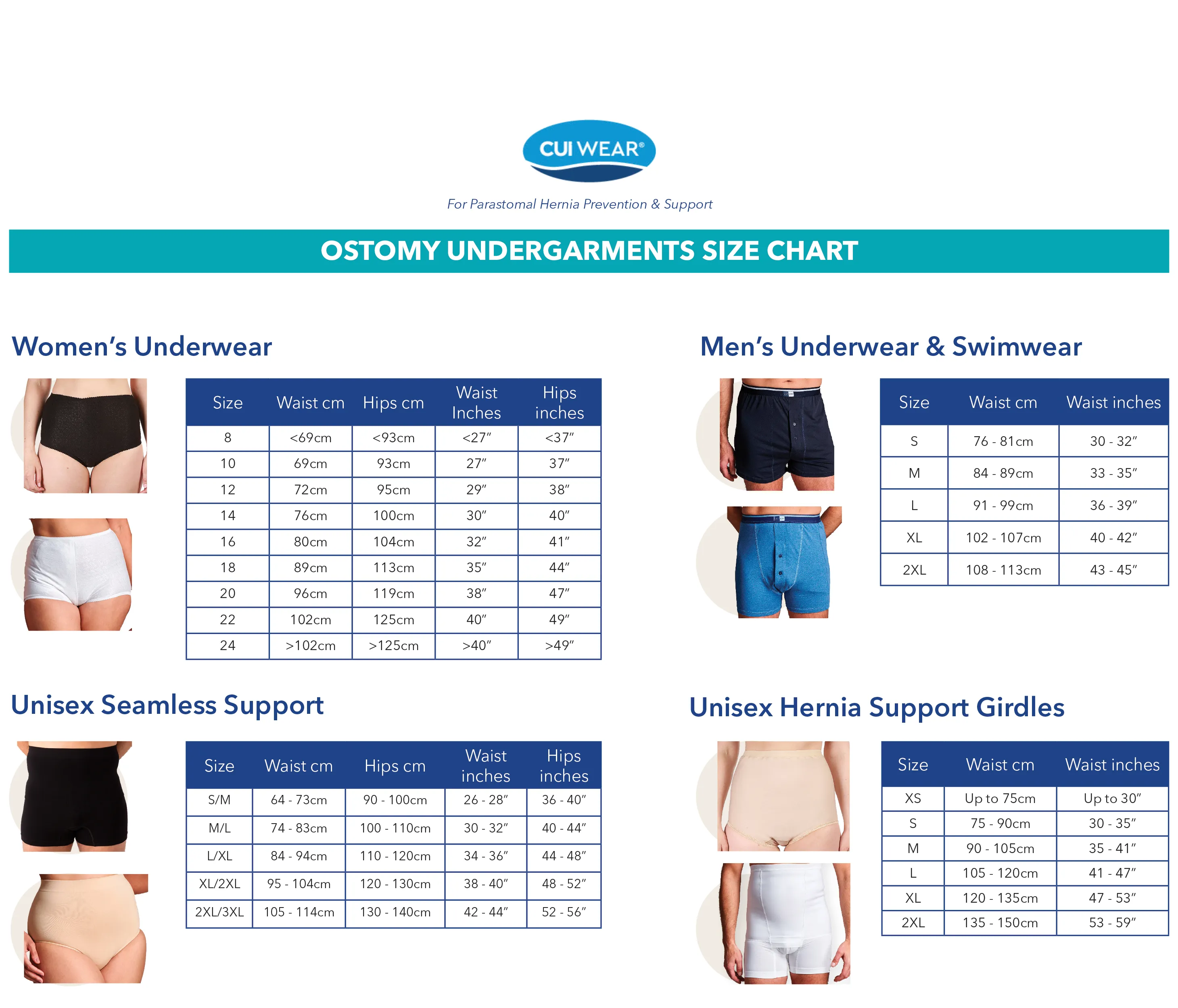 CUI Unisex Ostomy Seamless Support Boxer - 1 each, MEDIUM/LARGE, WHITE