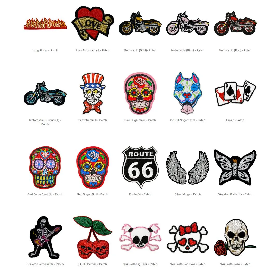 Custom Denim Dog Jacket Patches - Biker, Tattoo & Skull