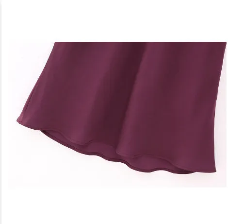 Dark Red Satin Slip Maxi Skirt