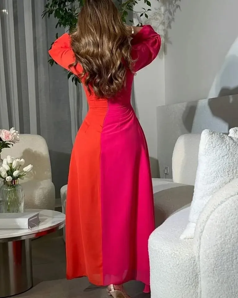 Dubai Women Saudi Arabia Prom Dresses Long Sleeves V Neck Evening Party Formal Occasion Gowns S4820447