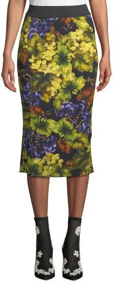 Elastic-Waist Grape-Print Tube Skirt