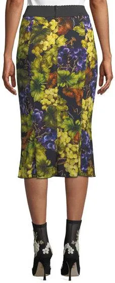 Elastic-Waist Grape-Print Tube Skirt