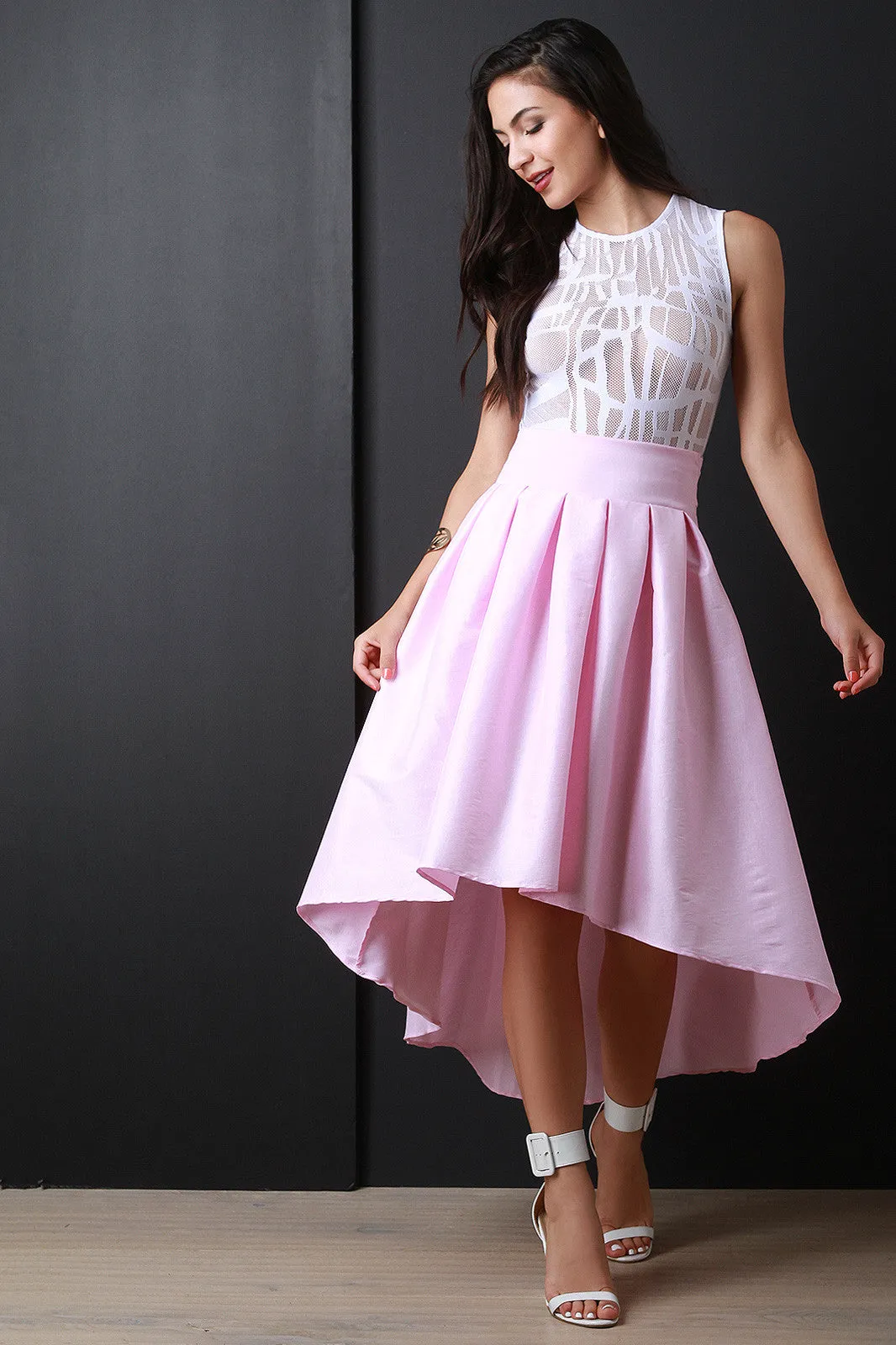 Evening Taffeta Pleated High-Low Skirt