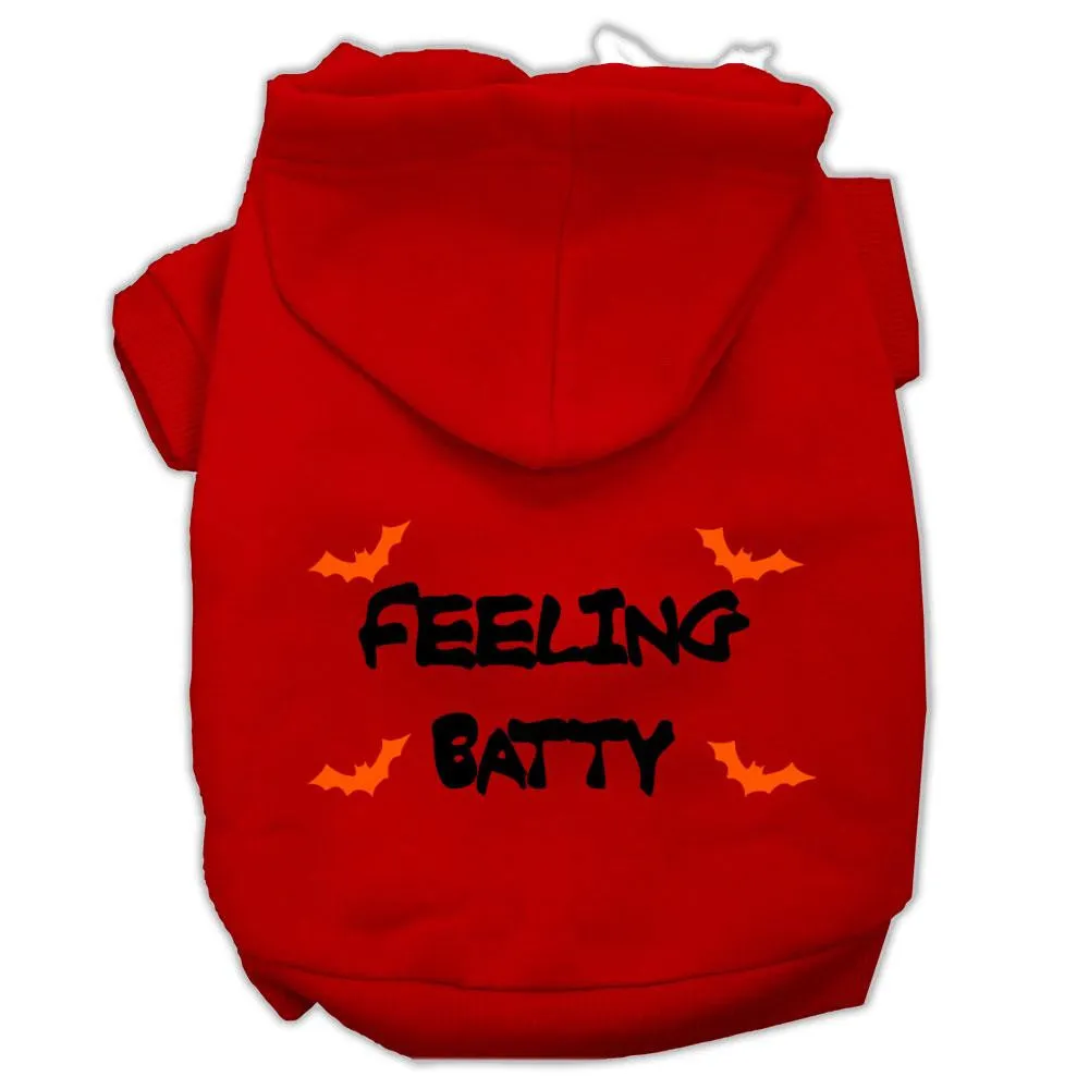 Feeling Batty Screen Print Pet Hoodies Red Size XS (8)